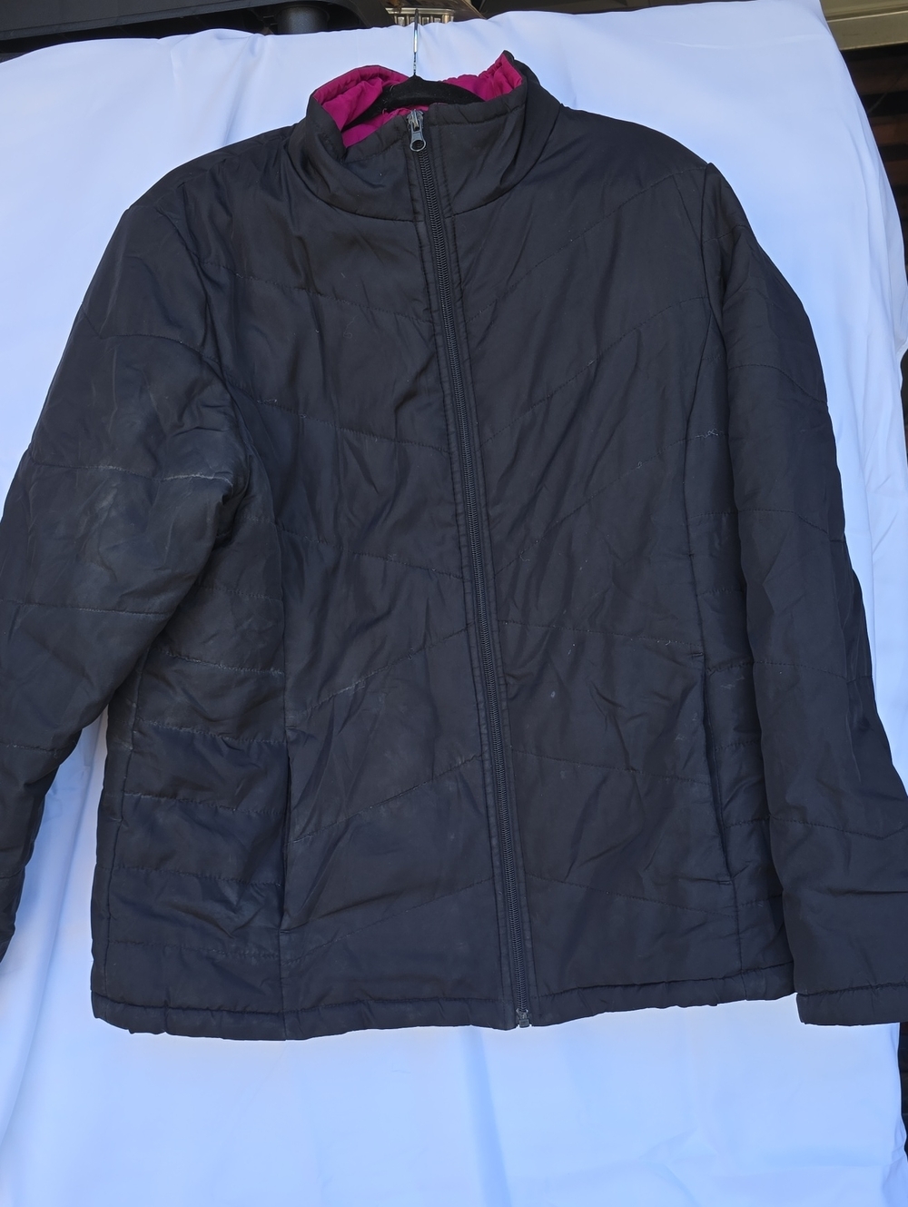 Girls  Black Quilted Jacket with Pink Lining